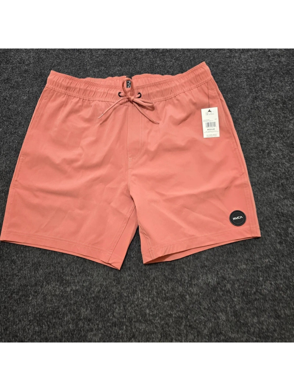 New RVCA ns Solid Trunk 17 Men Medium Coral Pink Casual Swim Board Shorts Surf